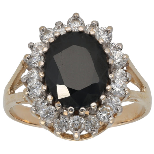 9ct Gold Sapphire & Cubic Zirconia Dress/Cocktail Ring Size N
