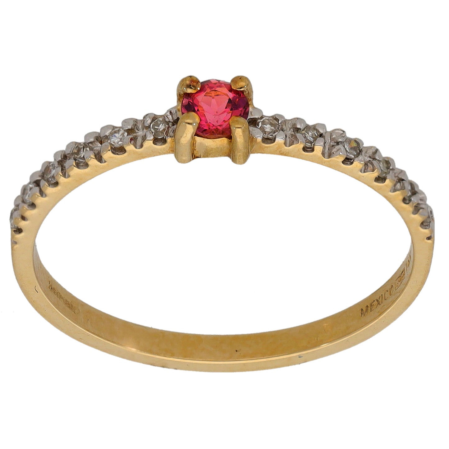 14ct Gold Tourmaline & 0.06ct Diamond Single Stone Ring With Accents Size N
