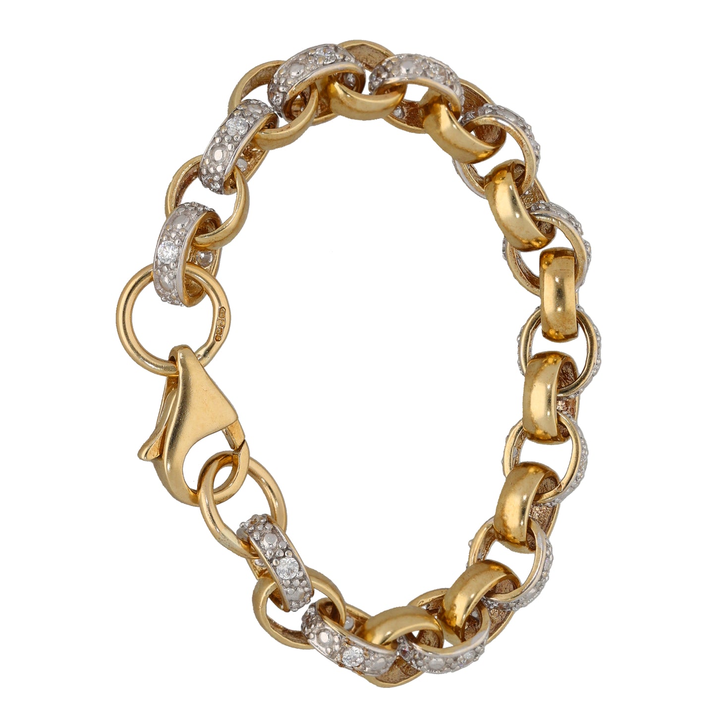 9ct Bicolour Gold Cubic Zirconia Belcher Bracelet