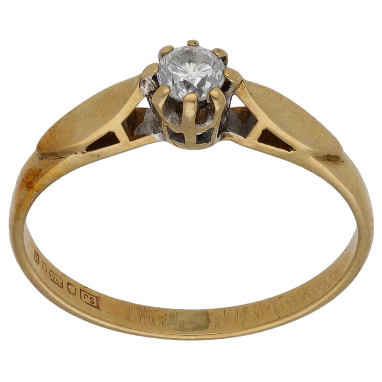 9ct Gold 0.15ct Diamond Solitaire Ring Size K
