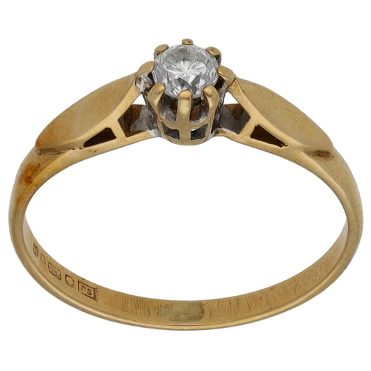 9ct Gold 0.15ct Diamond Solitaire Ring Size K
