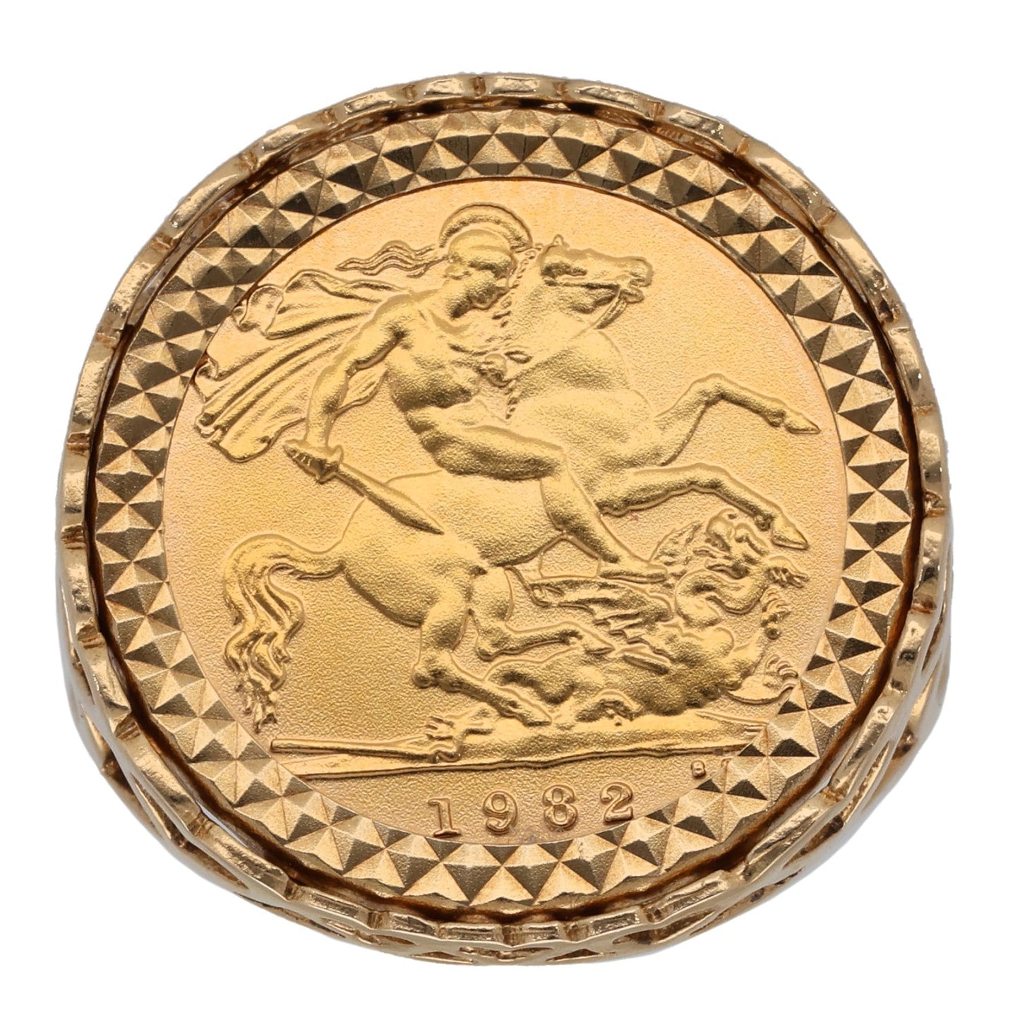 9ct Gold Half Sovereign Coin Ring Size U