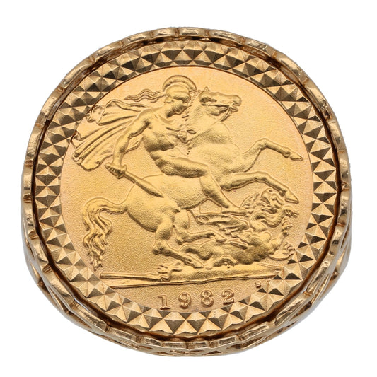9ct Gold Half Sovereign Coin Ring Size U