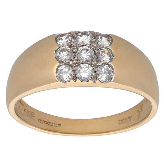 14ct Gold Cubic Zirconia Cluster Ring Size Q