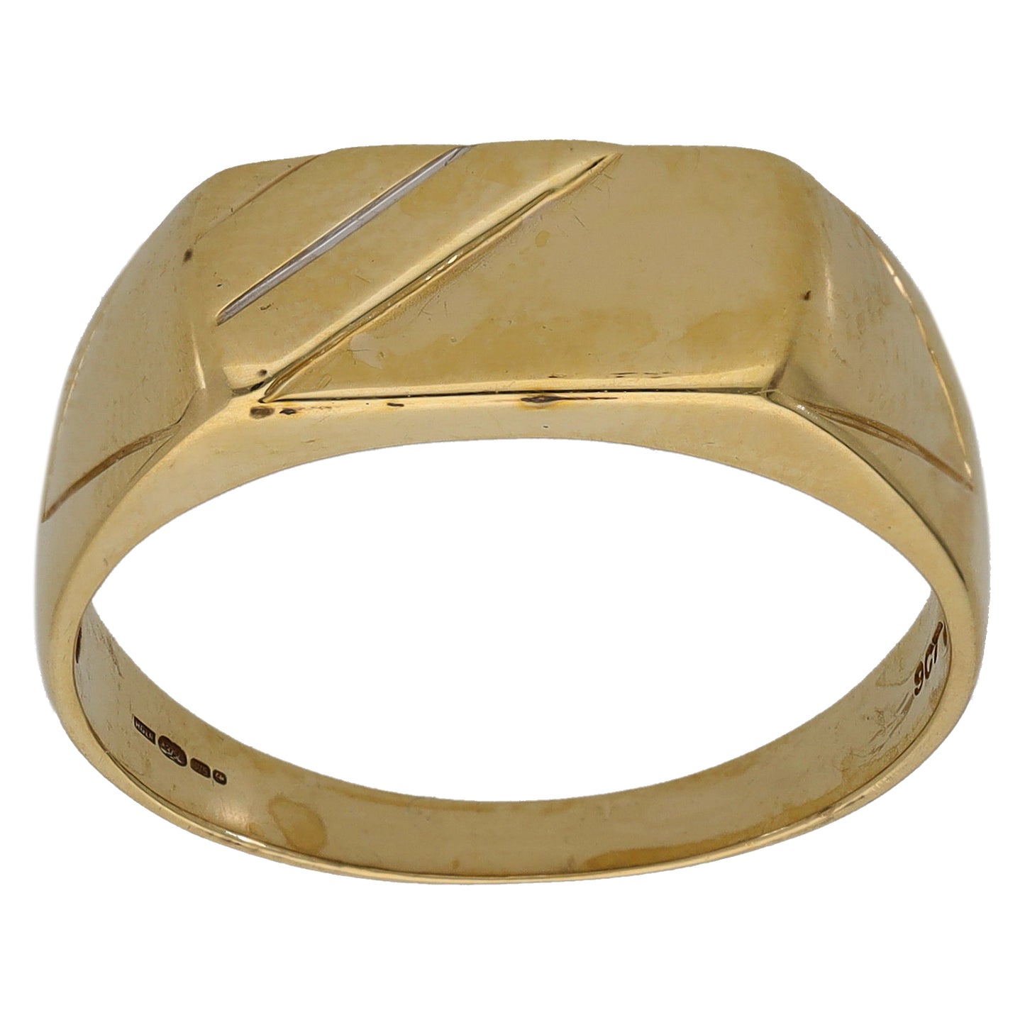 9ct Gold Patterned Signet Ring Size V