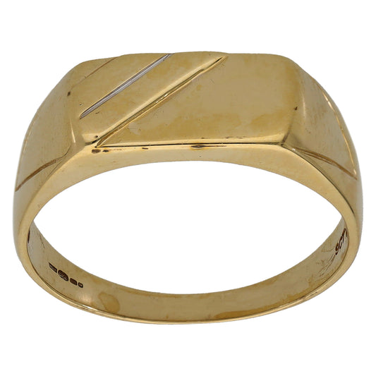 9ct Gold Patterned Signet Ring Size V