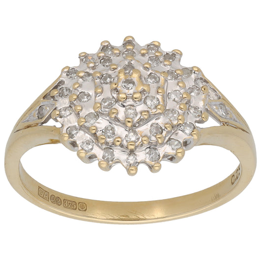 9ct Gold 0.25ct Diamond Cluster Ring Size P