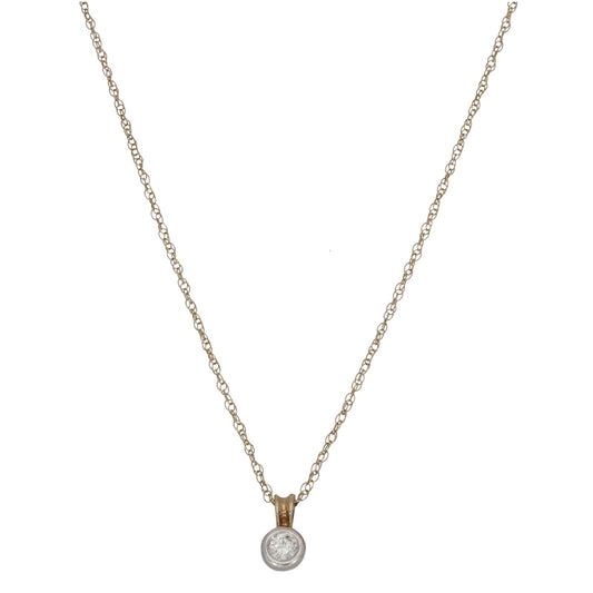 9ct Gold 0.15ct Diamond Solitaire Pendant With Chain