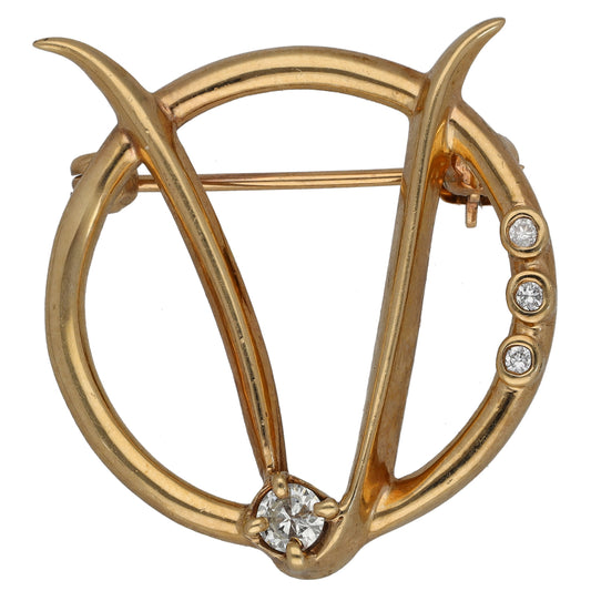 9ct Gold 0.13ct Diamond Dress Brooch