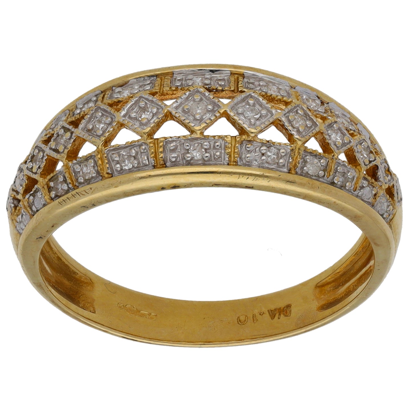 9ct Gold 0.10ct Diamond Dress/Cocktail Ring Size T