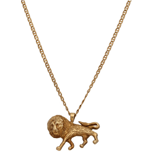 9ct Gold Lion Pendant With Chain