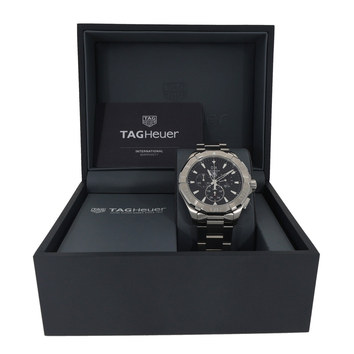 Tag Heuer Aquaracer CAY1110-0, 43mm stainless steel case on 21cm link bracelet, in box image