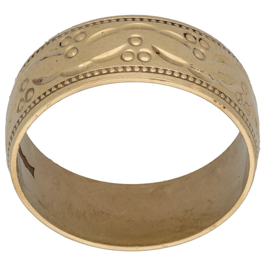 9ct Gold Patterned Wedding Ring Size M
