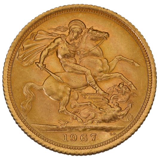 22ct Gold Queen Elizabeth II Full Sovereign Coin 1967