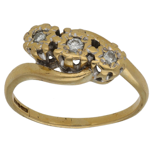 9ct Gold 0.08ct Diamond Trilogy Ring Size N