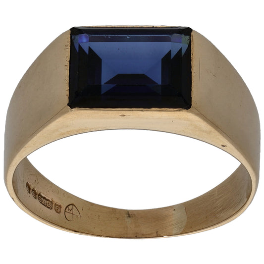 9ct Gold Sapphire Single Stone Ring Size S