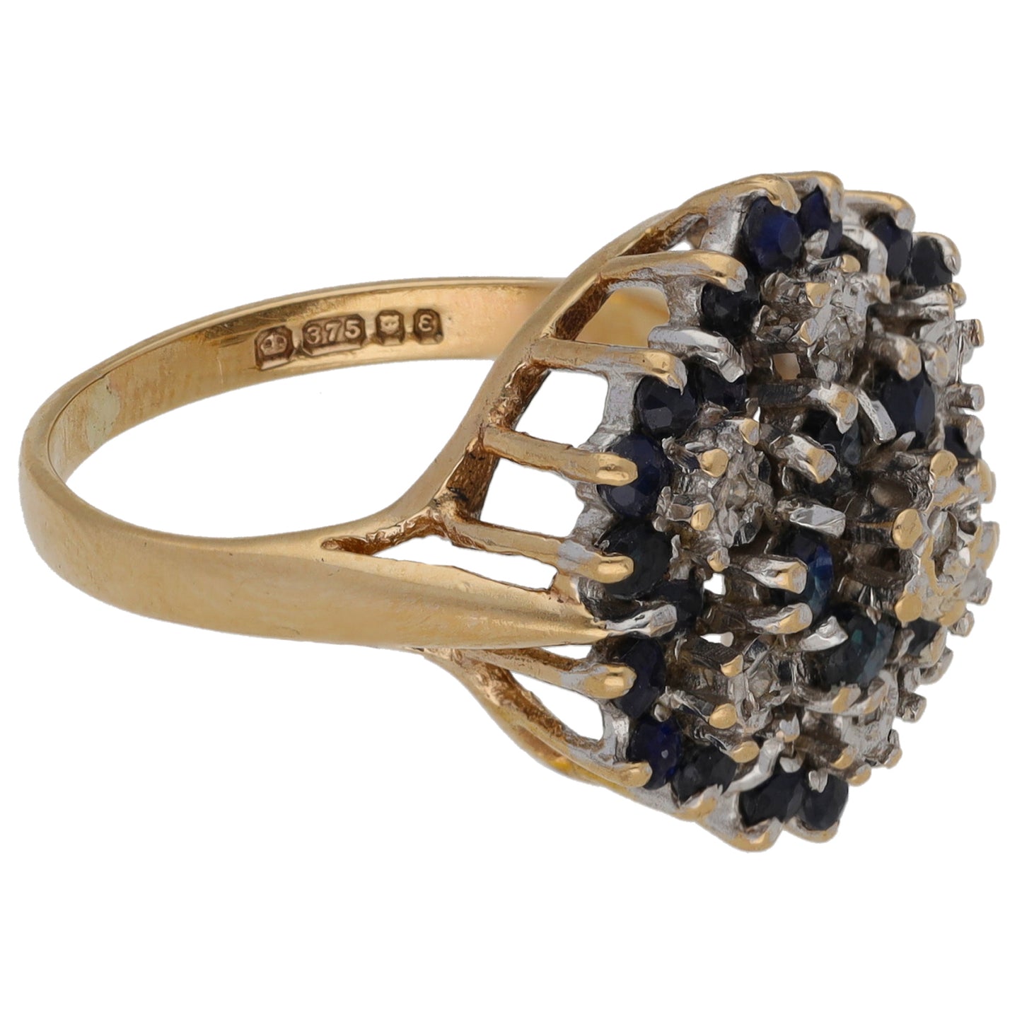 9ct Gold 0.07ct Diamond & Sapphire Dress/Cocktail Ring Size L