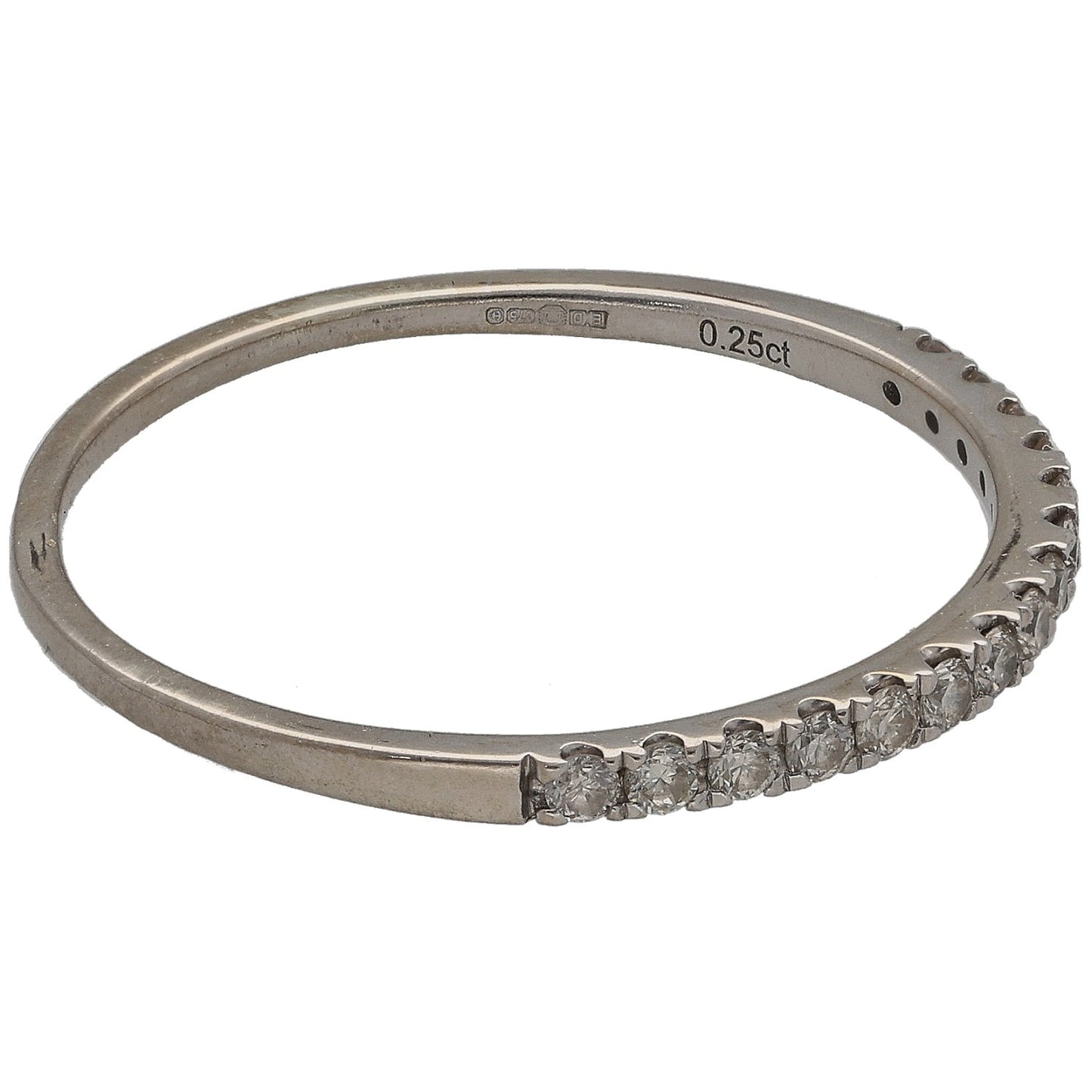 9ct White Gold 0.25ct Diamond Half Eternity Ring Size T