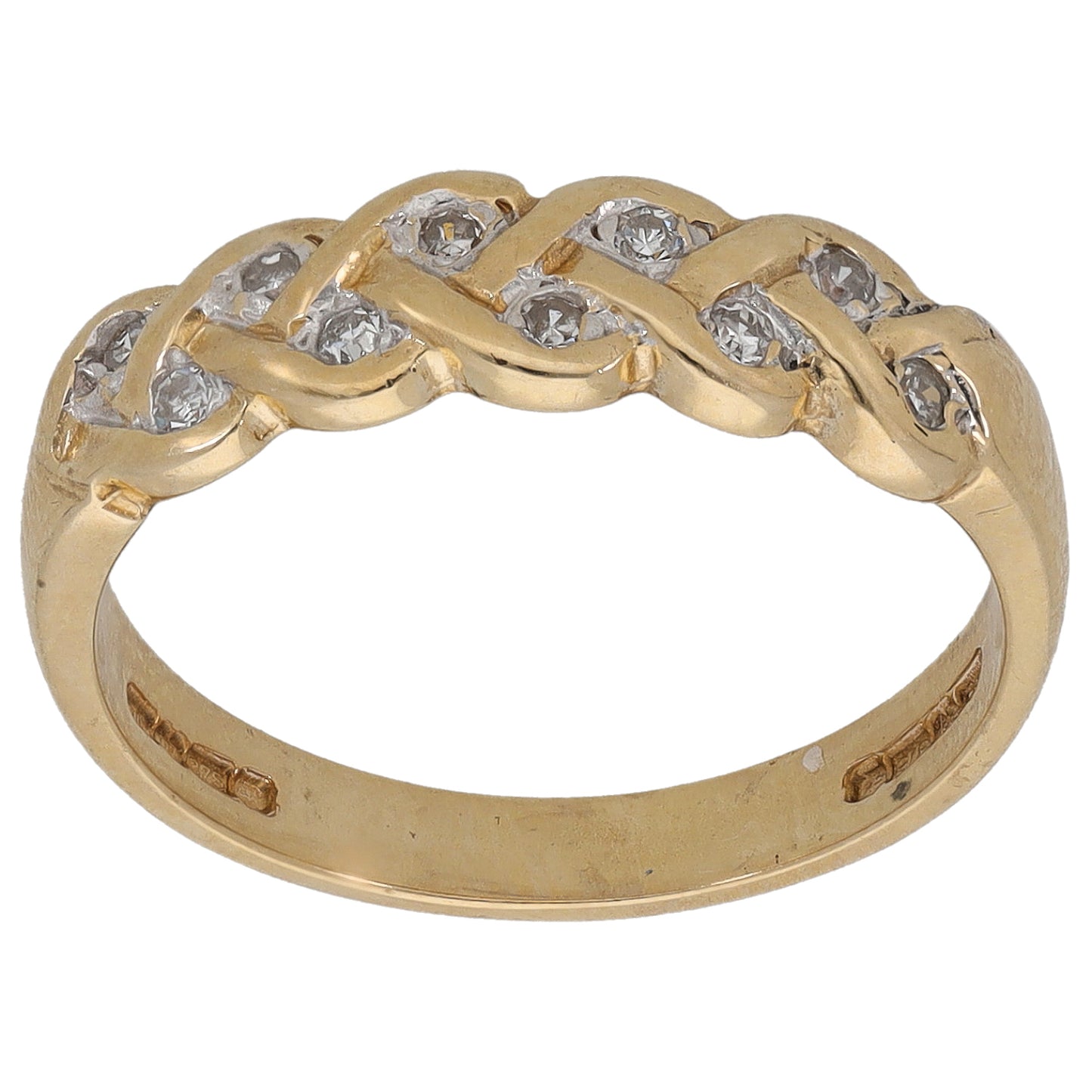 9ct Gold 0.10ct Diamond Half Eternity Ring Size M