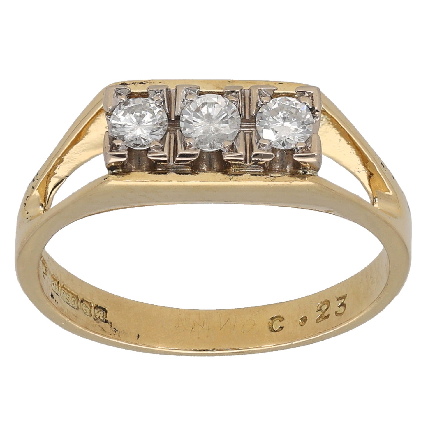 18ct Gold 0.23ct Diamond Trilogy Ring Size M