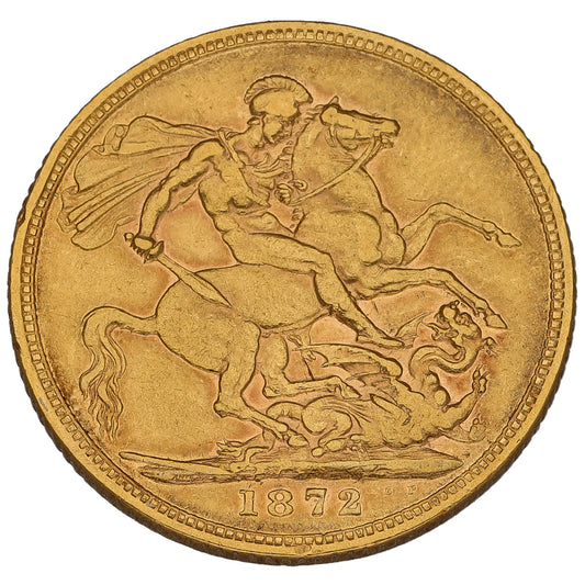 22ct Gold Queen Victoria Full Sovereign Coin 1872