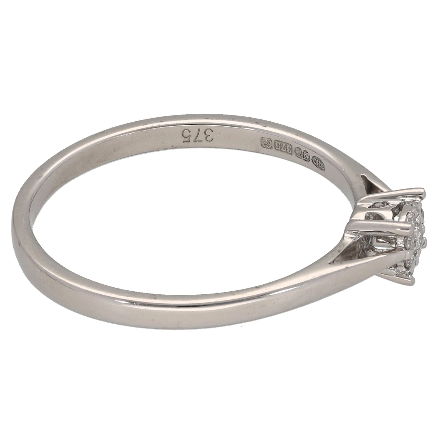 9ct White Gold 0.08ct Diamond Cluster Ring Size T