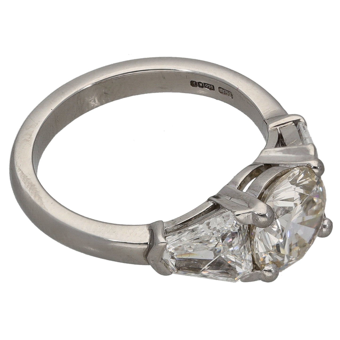 Platinum 2.95ct Diamond Trilogy Ring Size L