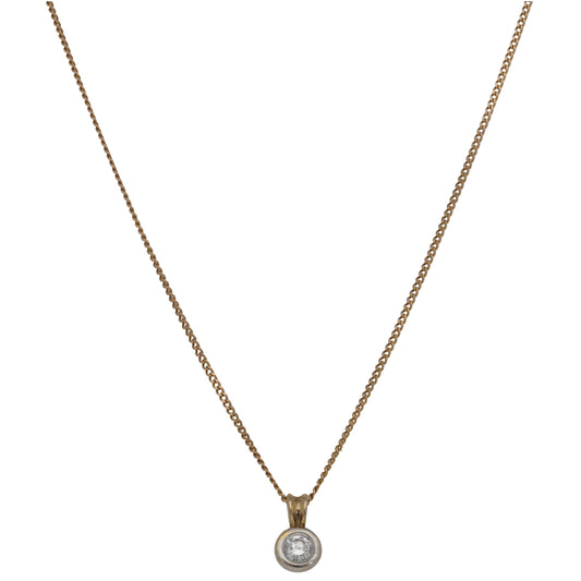 9ct Gold 0.20ct Diamond Solitaire Pendant With Chain