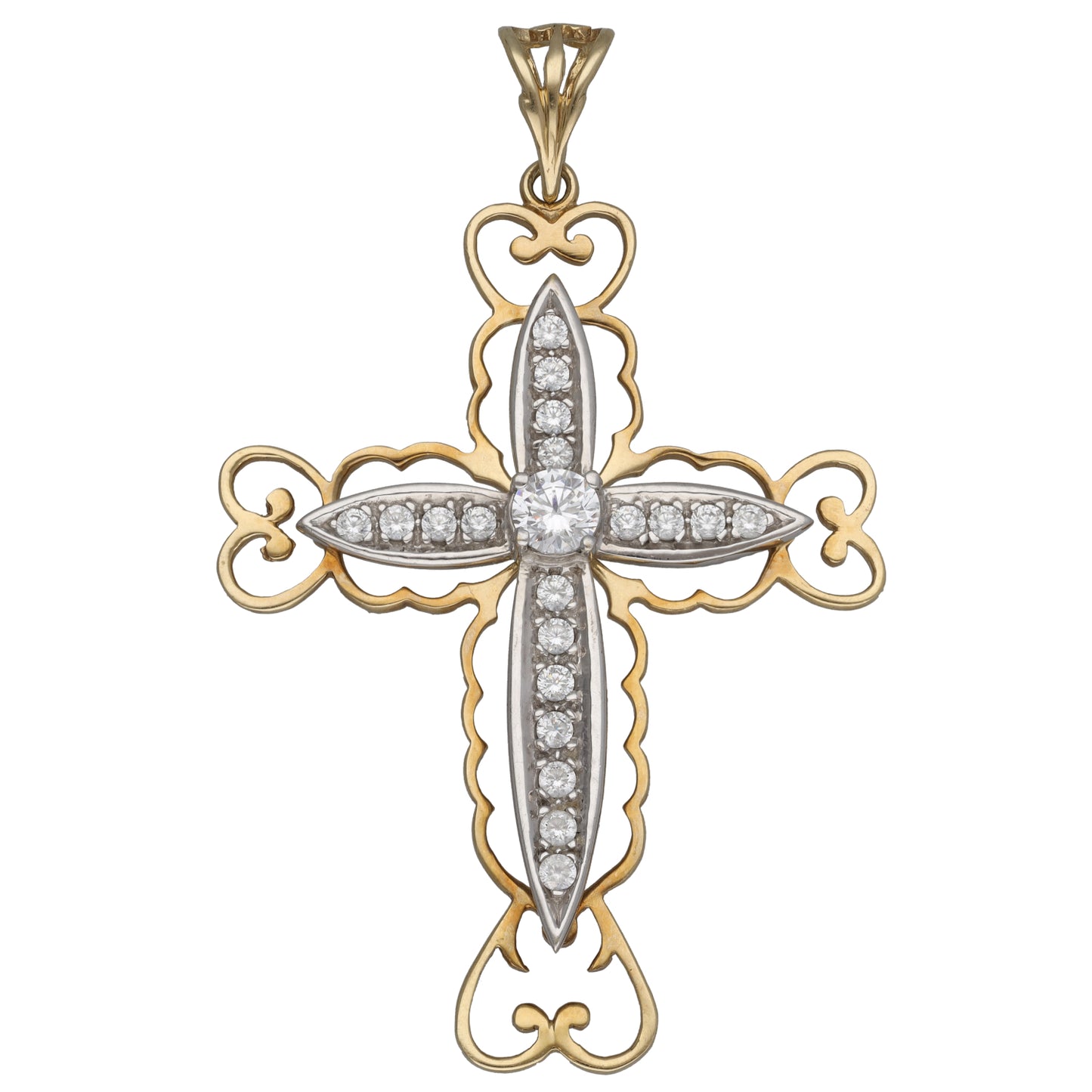 9ct Gold Cubic Zirconia Cross Pendant