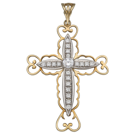 9ct Gold Cubic Zirconia Cross Pendant