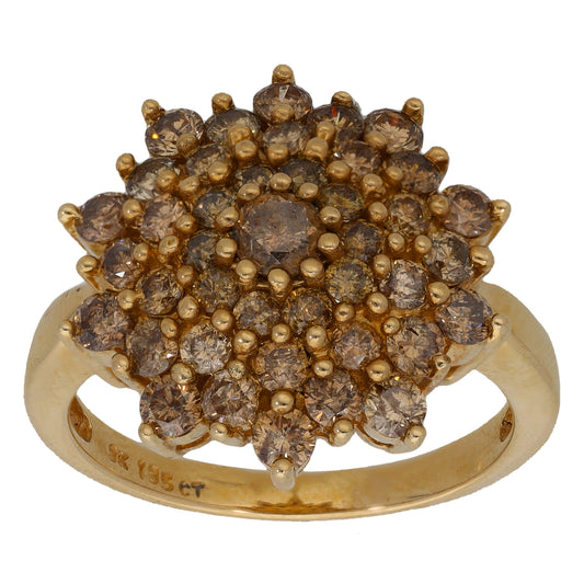 9ct Gold 1.85ct Diamond Cluster Ring Size P
