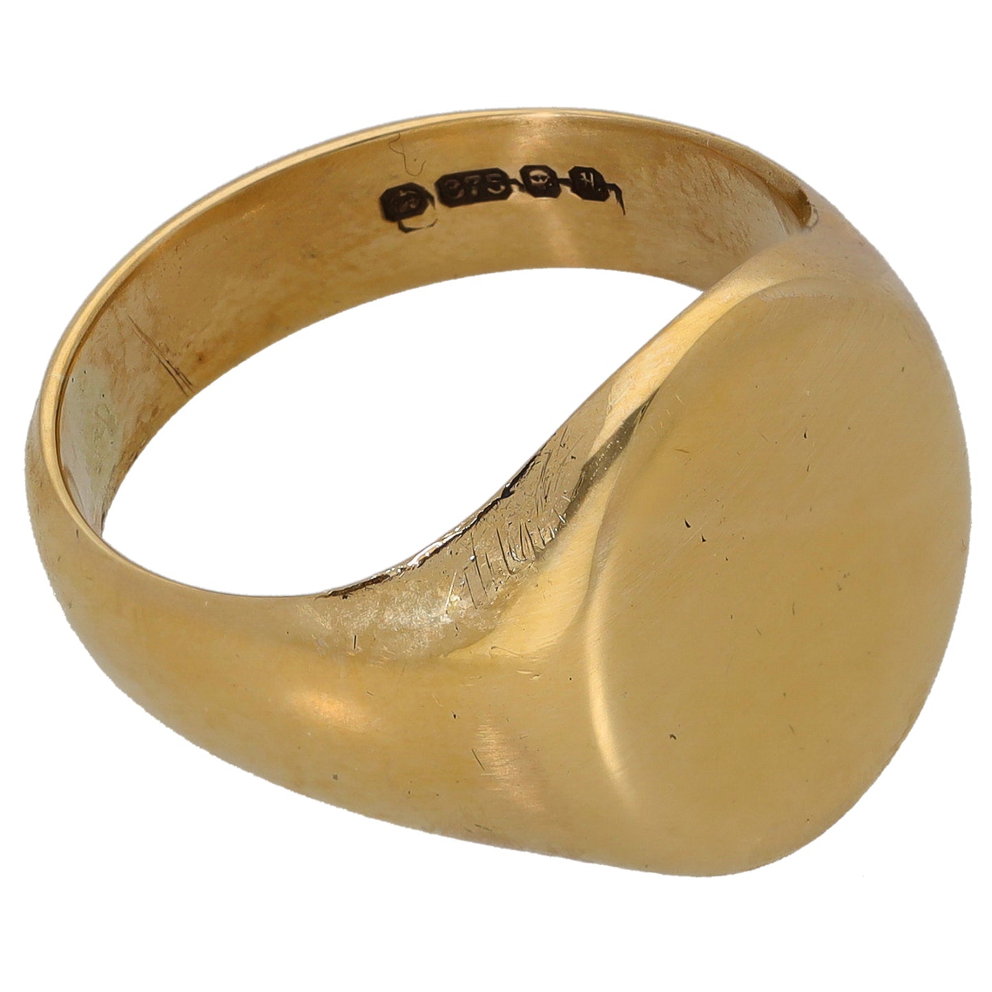 9ct Gold Plain Signet Ring Size S