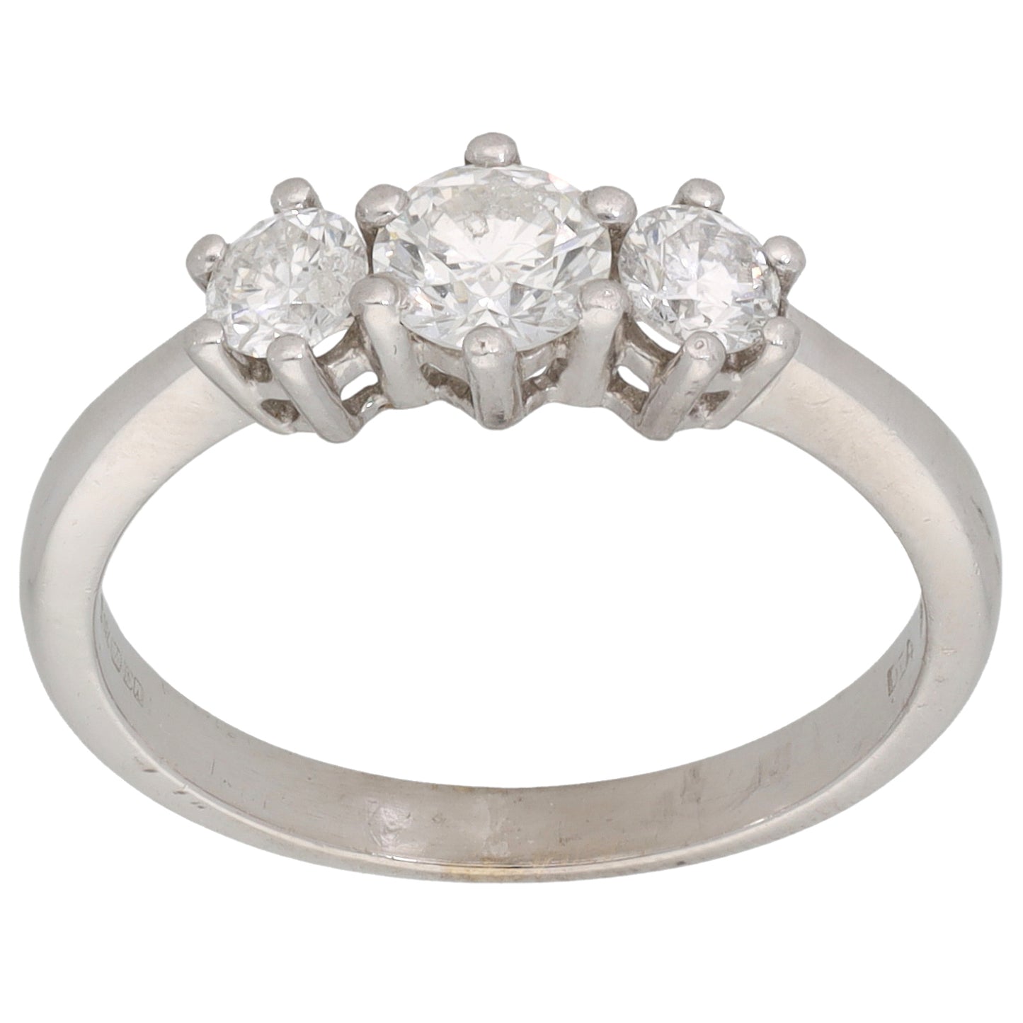 18ct White Gold 0.75ct Diamond Trilogy Ring Size N