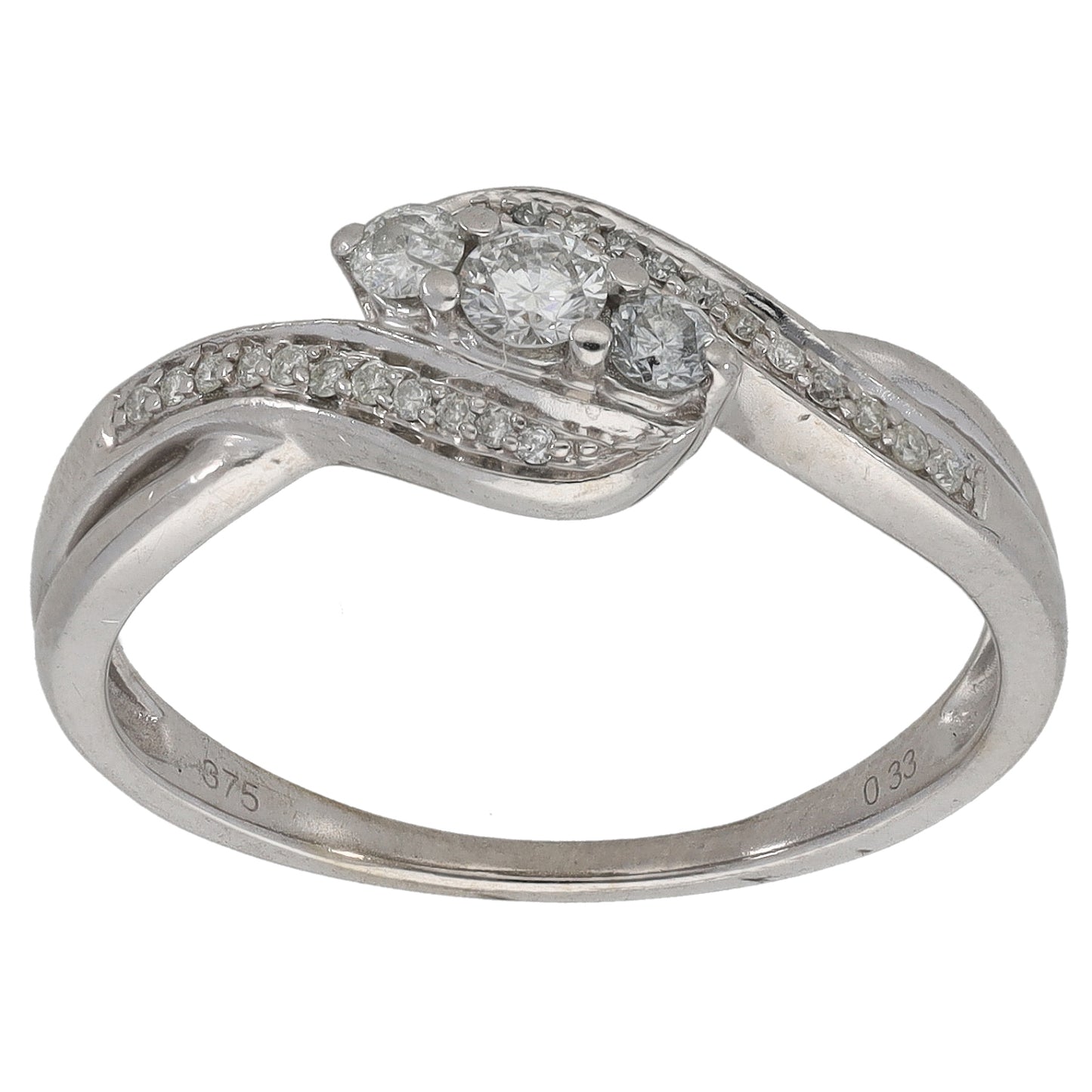 9ct White Gold 0.33ct Diamond Dress/Cocktail Ring Size S