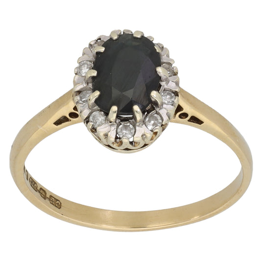 9ct Gold 0.10ct Diamond & Sapphire Dress/Cocktail Ring Size M