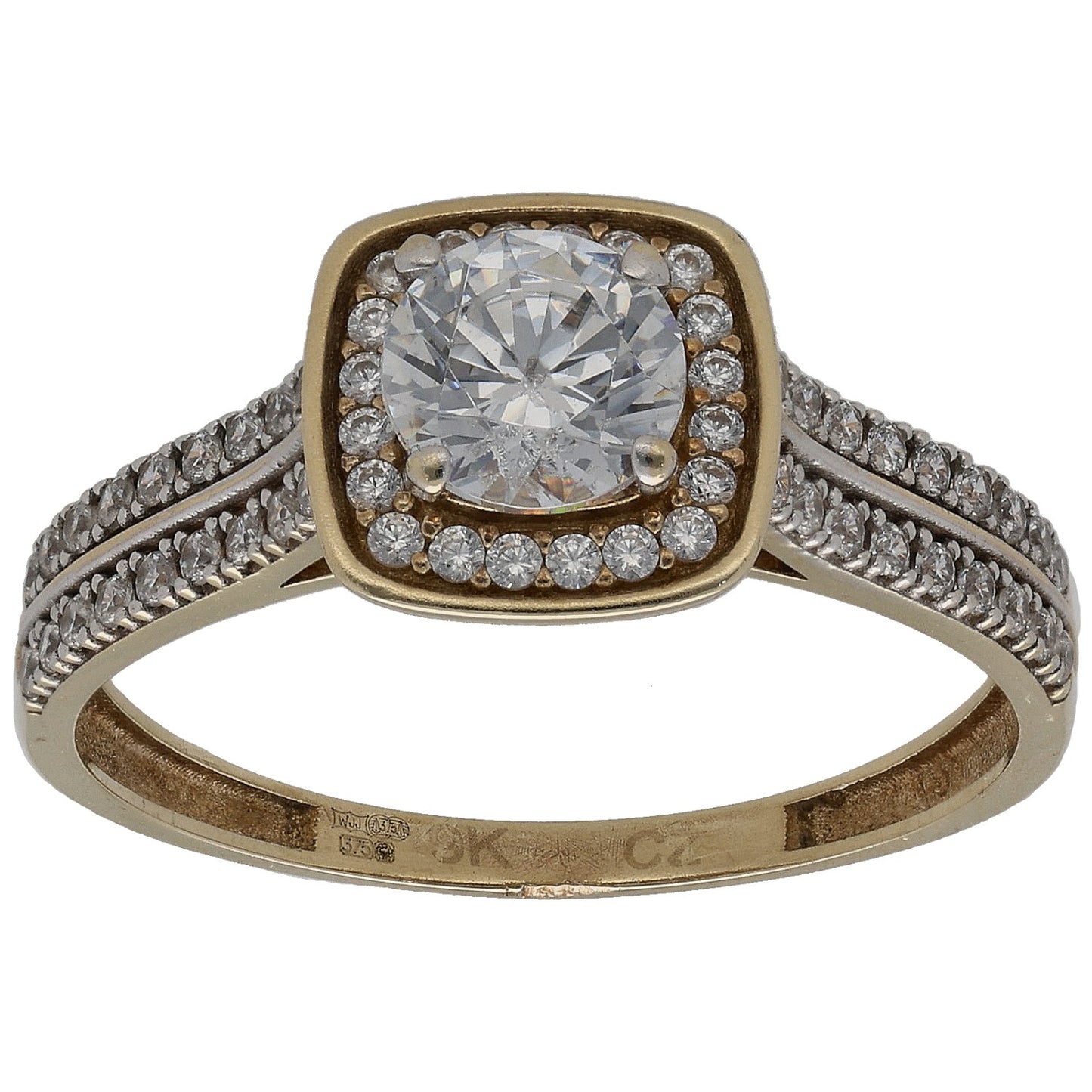 9ct Gold Cubic Zirconia Dress/Cocktail Ring Size S