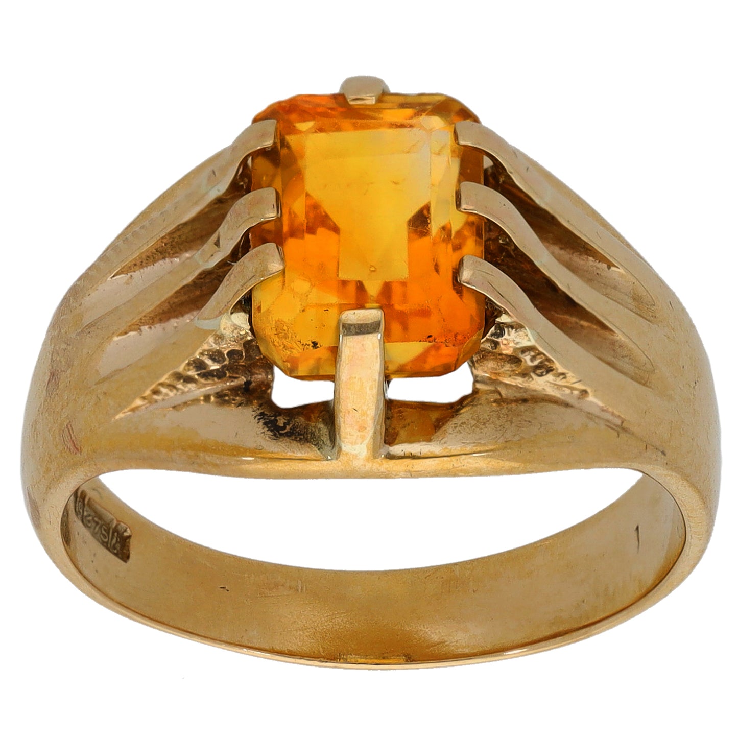 9ct Gold Citrine Single Stone Ring Size Q