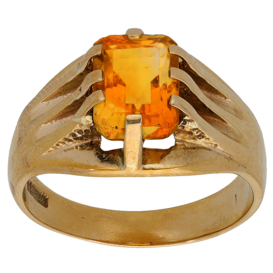 9ct Gold Citrine Single Stone Ring Size Q
