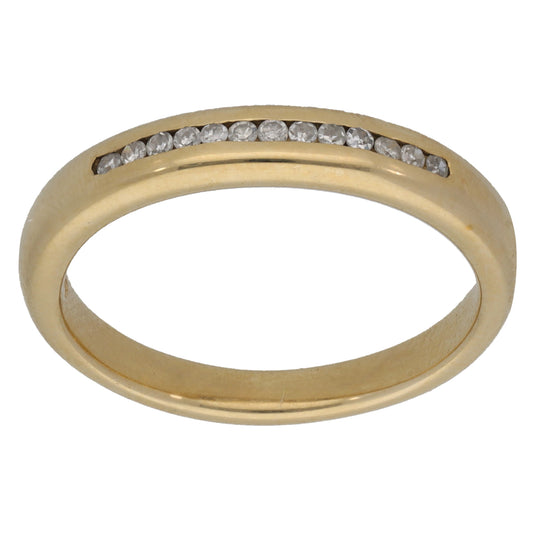 9ct Gold 0.065ct Diamond Half Eternity Ring Size O