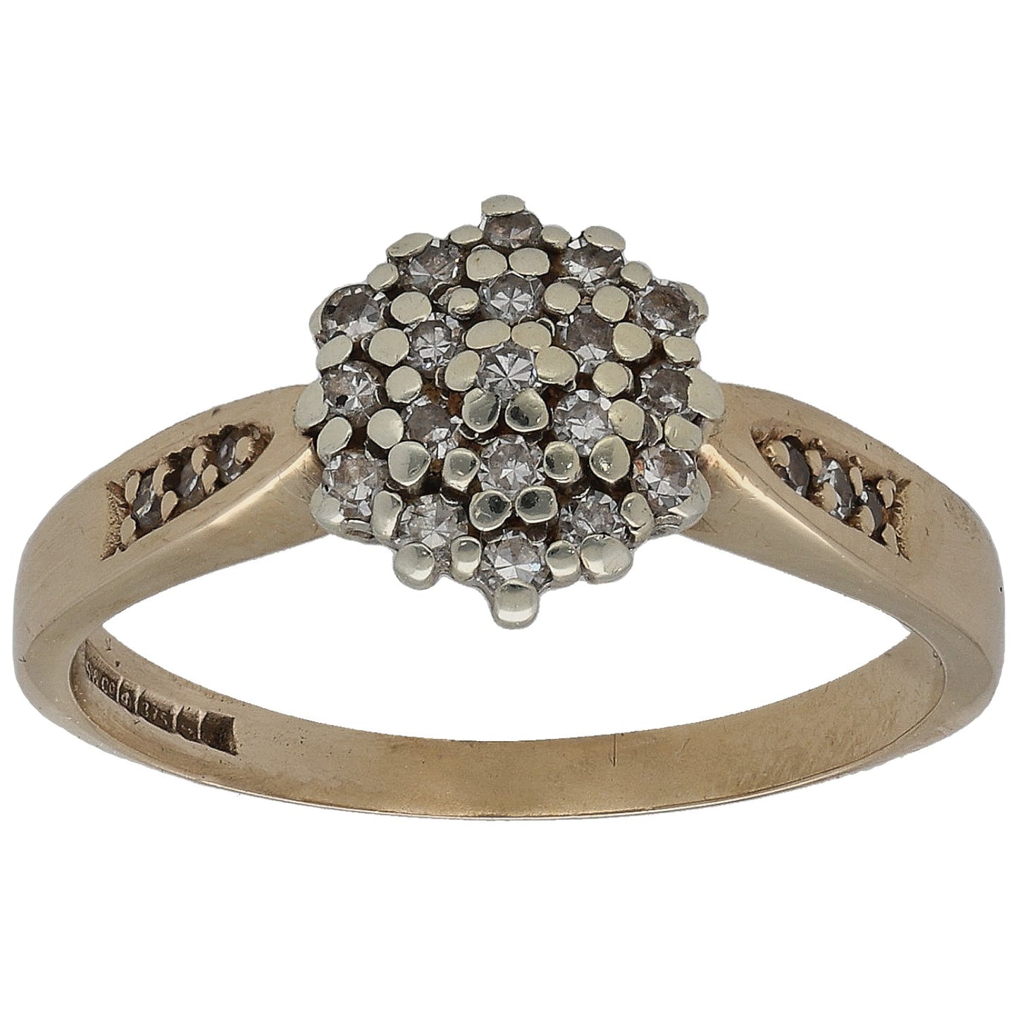 9ct Gold 0.25ct Diamond Cluster Ring Size N