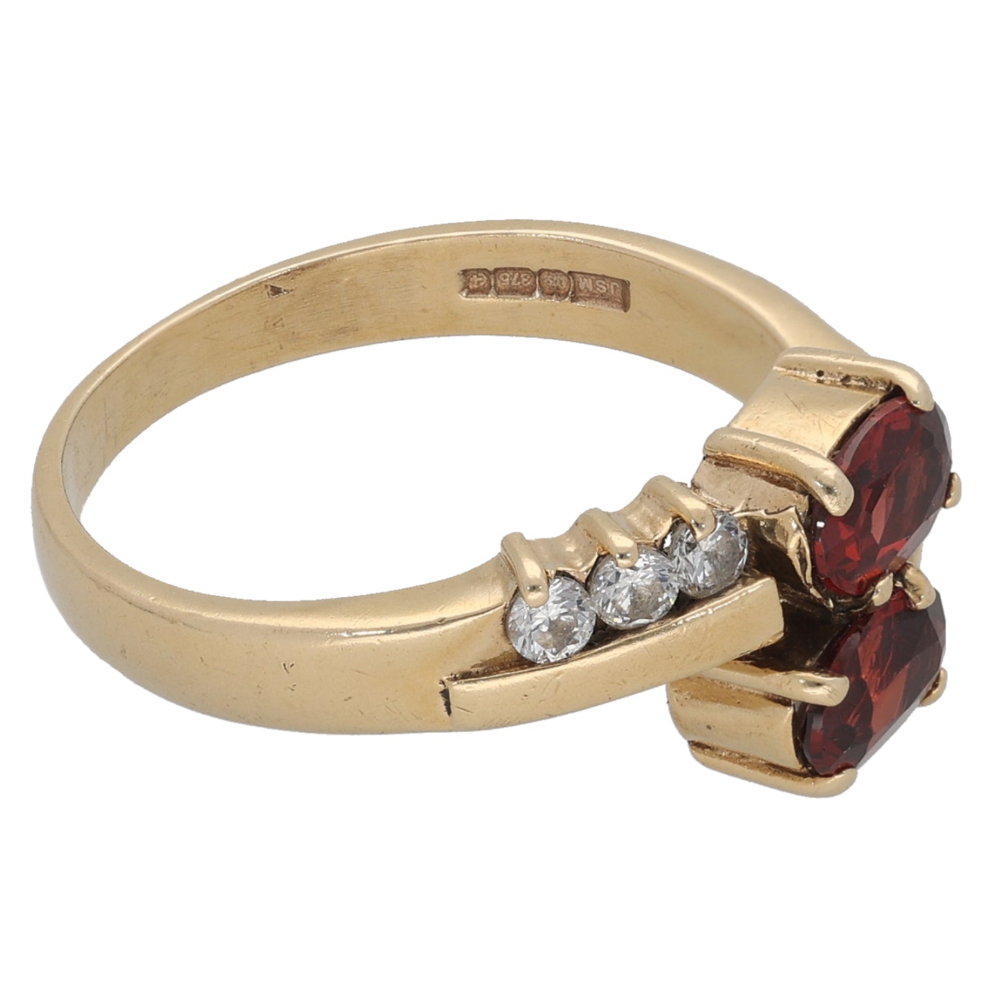 9ct Gold Garnet & Imitation Dress/Cocktail Ring Size P