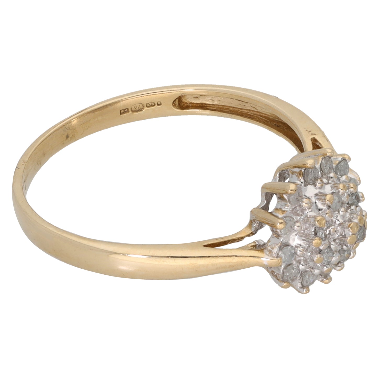 9ct Gold 0.10ct Diamond Cluster Ring Size L