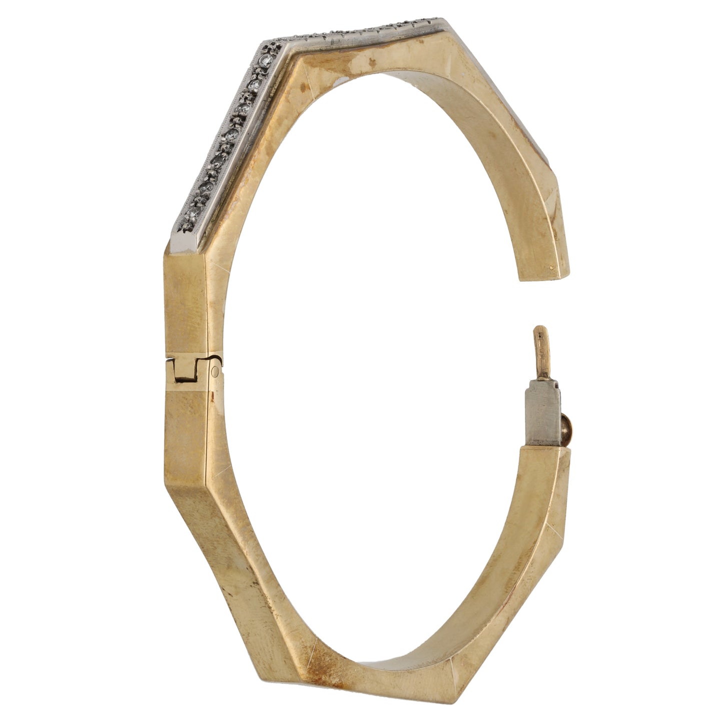 9ct Bi-Colour Gold 0.23ct Diamond Hinged/Clasp Bangle