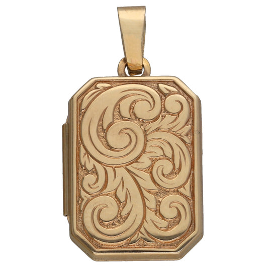 9ct Gold Patterned Locket Pendant