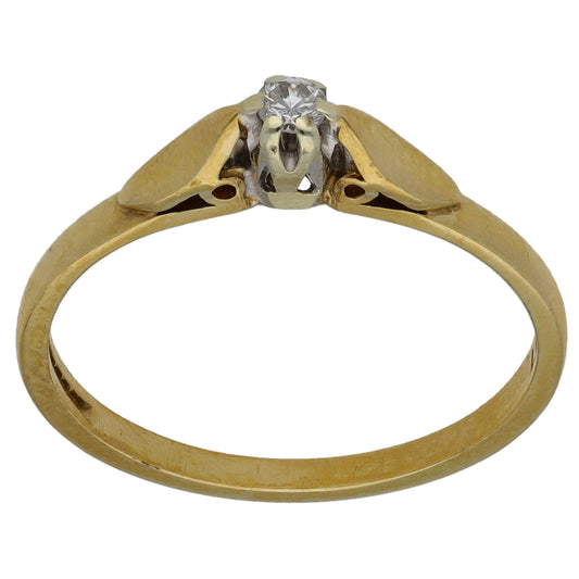 9ct Gold 0.07ct Diamond Solitaire Ring Size O