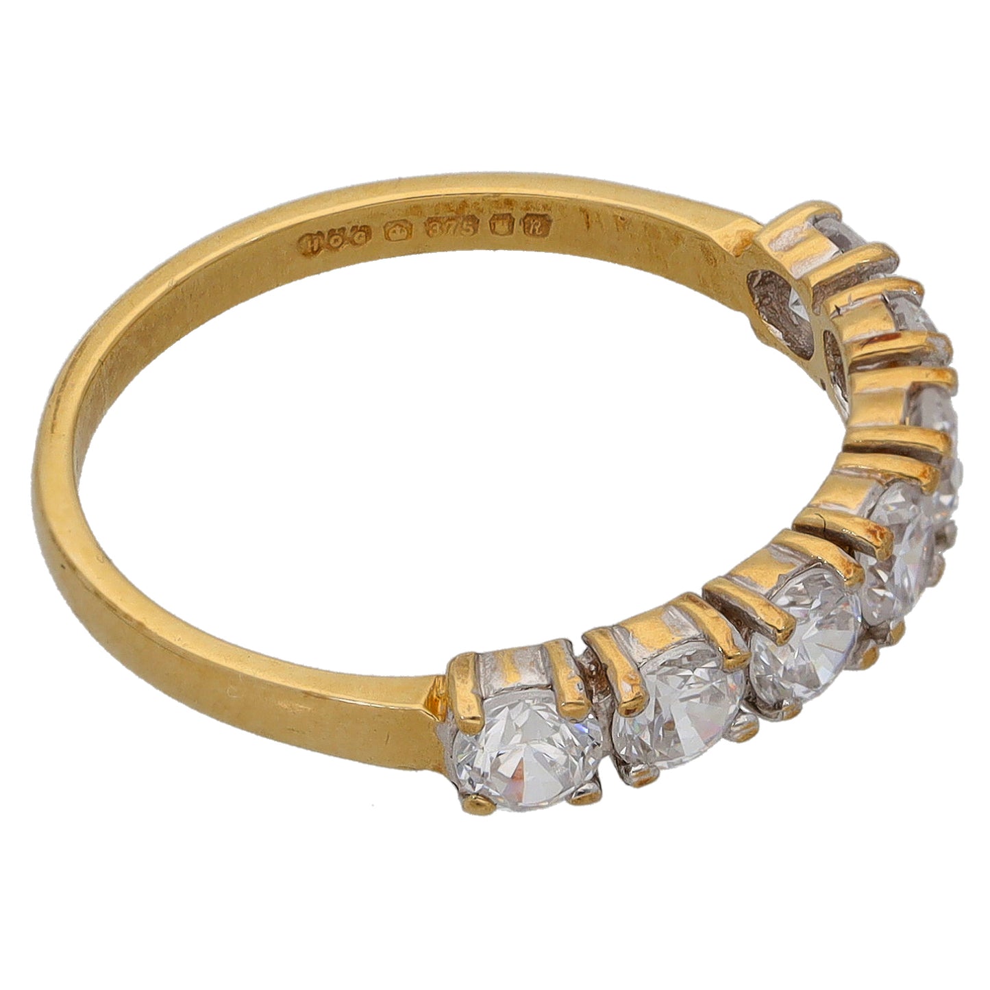 9ct Gold Cubic Zirconia Half Eternity Ring Size N
