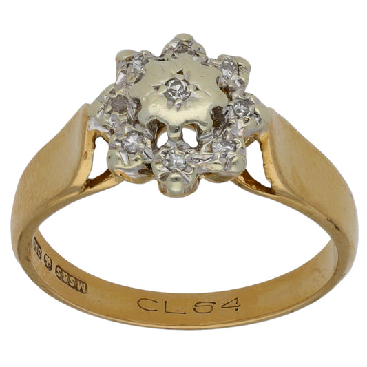 9ct Gold 0.045ct Diamond Cluster Ring Size L
