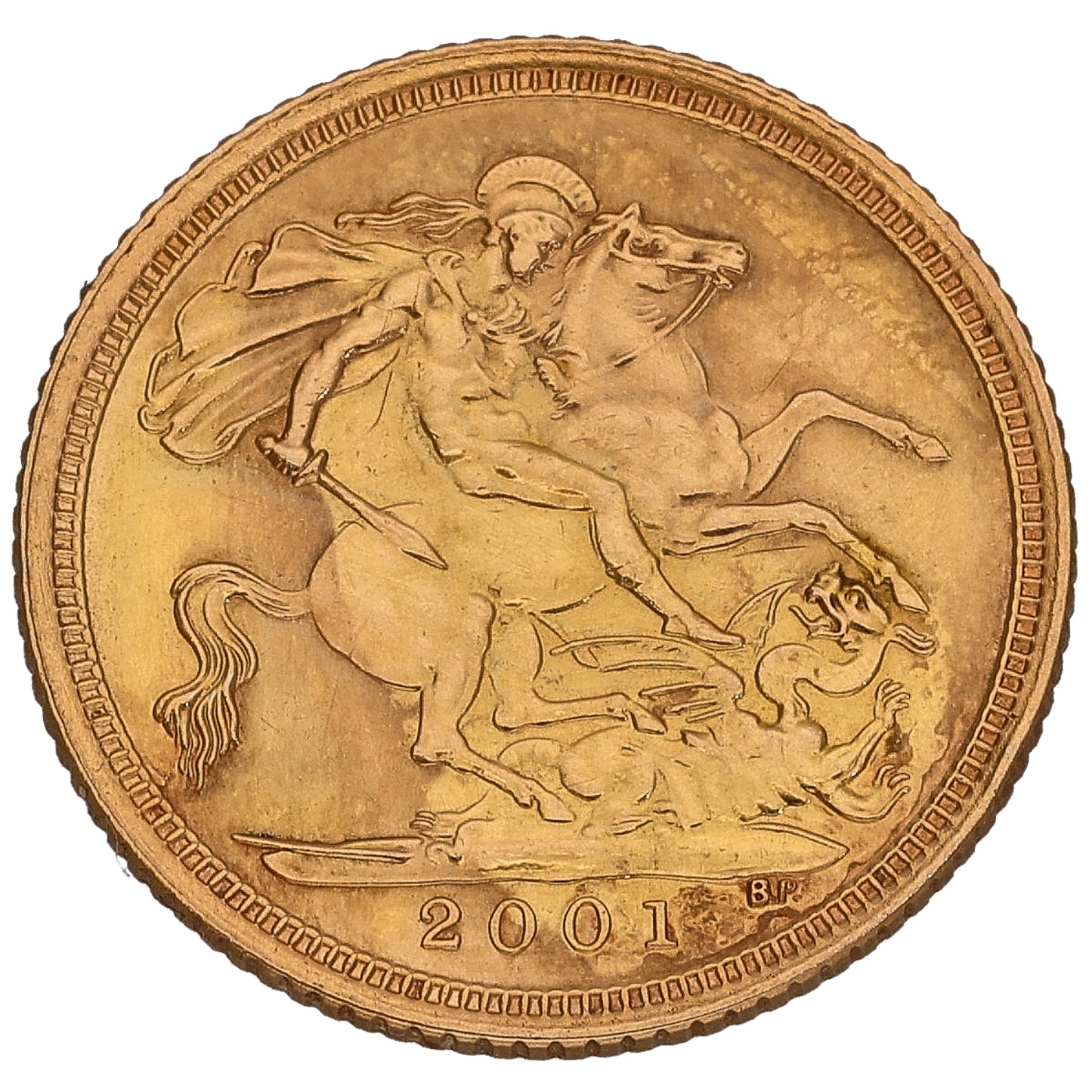 22ct Gold Queen Elizabeth II Half Sovereign Coin 2001