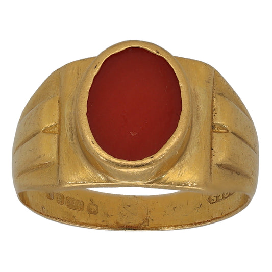 22ct Gold Imitation Single Stone Ring Size O