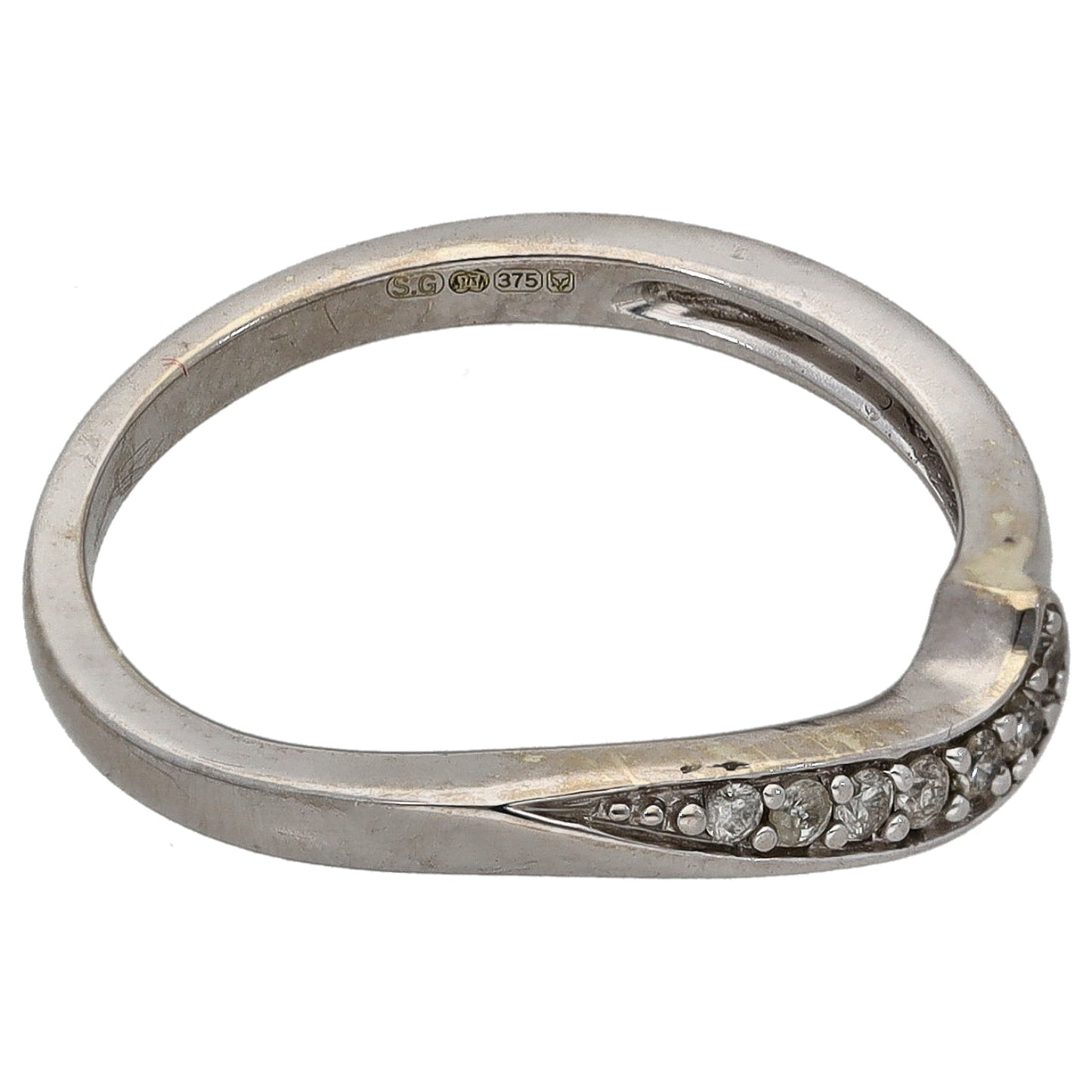 9ct White Gold 0.085ct Diamond Half Eternity Ring Size K